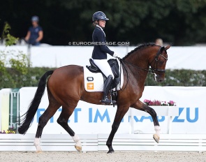 Femke de Laat and Kind Pleasure at the 2021 World Young Horse Championships in Verden :: Photo © Astrid Appels