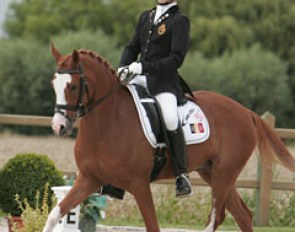 Geoffrey de Roy on Ivano. They were in the lead after day one of the individual test at the 2009 European Pony Championships. This Belgian combination was the third to qualify for the Kur Finals.