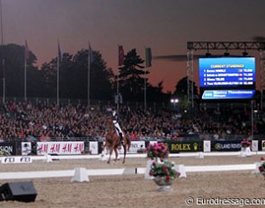 Arena by sunset at the 2009 European Dressage Championships in Windsor