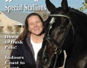 Anne Sparks and her Hanoverian stallion Pik L on the cover of Sidelines Magazine