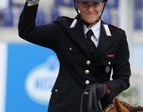 Valentina Truppa in her Carabinieri helmet