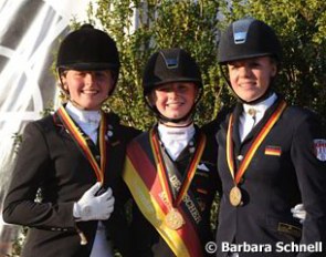 The 2012 German Championship Pony Rider medalists: Nadine Krause, Semmieke Rothenberger, Sophie Kampmann :: Photo © Barbara Schnell