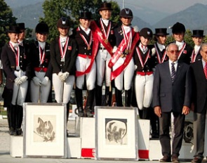 The medalists at the 2012 Swiss Dressage Championships in Lugano