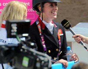 Charlotte Dujardin gets interviewed by the different tv stations