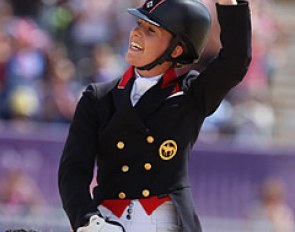Charlotte Dujardin alights the Olympic stadium in Greenwich :: Photo © Astrid Appels