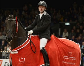 Allan Gron and Zick Flower at the 2013 Danish Warmblood Young Horse Championship in Herning, Denmark
