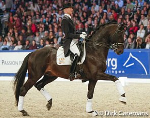 Theo Hanzon and Hofrat at the 2013 KWPN Stallion Licensing in 's Hertogenbosch :: Photo © Dirk Caremans