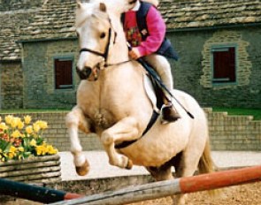 Laura Bechtolsheimer, aged 4, on her first pony Peacock