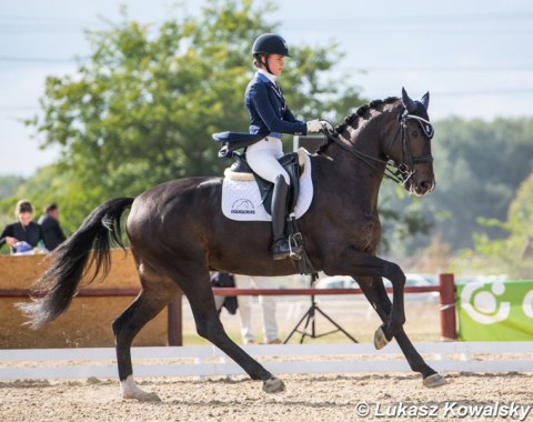 Czech Eva Vavrikova on Siracusa, a horse she bought last year after it competed at the World Young Horse Championships in Ermelo. The pair won the junior team test, was last in the individual but then climbed back up to second place in the kur