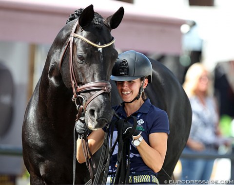 Caroline Darcourt with the licensed stallion Bon Coeur