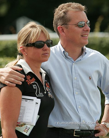 Dorothee Schneider and her husband Jobst Krumhoff watching the 2008 World Young Horse Championships