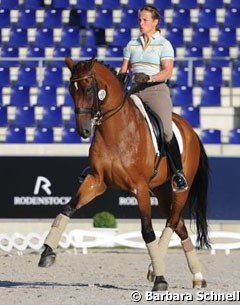 Isabell Werth and Satchmo school in the main dressage ring