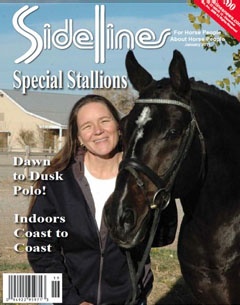 Anne Sparks and her Hanoverian stallion Pik L on the cover of Sidelines Magazine