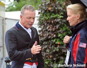 Jan Ebeling talking to his trainer Christina Traurig