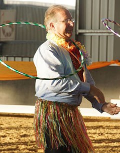 Swedish judge Gustav Svalling in the hula hoop competition at the 2013 CDI Orange :: Photo © Jenny Carroll