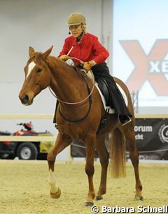 Linda Tellington-Jones on horseback