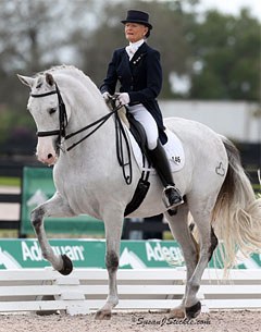 Janne Rumbough and Junior at the national season opener of the 2013 Global Dressage Festival :: Photo © Sue Stickle