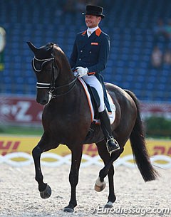 Big smile on Gal's face at the end of his test on Undercover at the 2015 European Championships in Aachen