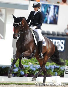 Simone Pearce on Fine Time. There is a super hindleg on this Furstenball x Sandro Hit mare!