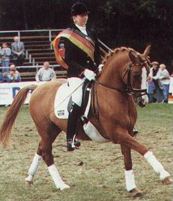 Jana Kun rides Dornik B to the 1999 Bundeschampion's title