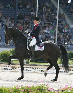 Sandy Phillips and her Rhinelander mare Lara (by Lanciano) at the 2006 World Equestrian Games :: Photo © Astrid Appels