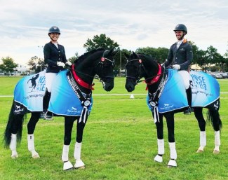 Holly Leach (on HP Fresco) and John Thompson (on Chemistry Champion) win the 5 and 6-yr olds 2018 HOYS title :: Photo © Libby Law