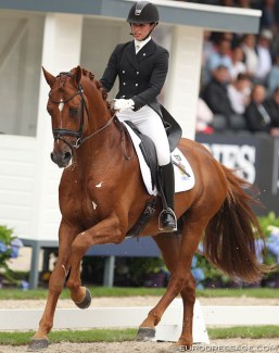 Caroline Darcourt and Sankt Erik II at the 2016 World Young Horse Championships :: Photo © Astrid Appels
