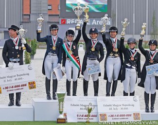 The FEI level gold medal winners at the 2018 Hungarian Dressage Championships :: Photo © Anett Somogyvári