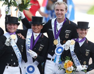 Germany with Werth, Schneider, Rothenberger and Werndl win Team Gold at the 2018 World Equestrian Games :: Photo © Astrid Appels