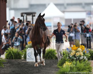 Lots of media attention for the horse inspection at the 2018 World Equestrian Games. Laura Graves trots up Verdades :: Photo © Astrid Appels