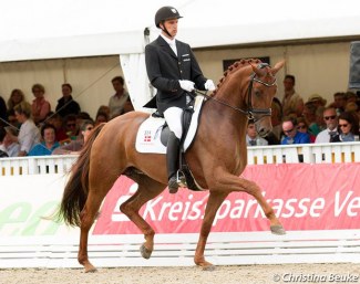 Andreas Helgstrand and Fiontina at the 2015 World Young Horse Championships :: Photo © Christina Beuke