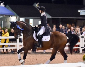 Jessica Jo Tate and Faberge win the World Cup qualifier at the 2018 CDI-W Devon :: Photo © Hoof Print Images