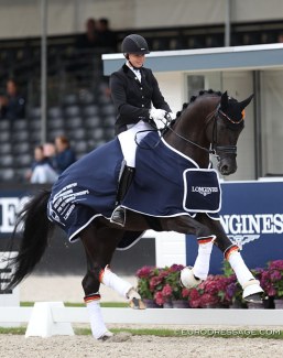 Ann-Christin Wienkamp and Don Martillo win the 2017 World Young Horse Championships in Ermelo in the 5-year old division :: Photo © Astrid Appels