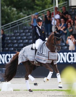 Severo Jurado Lopez and D'Avie win the 7-year old Finals at the 2019 World Young Horse Championships :: Photo © Astrid Appels