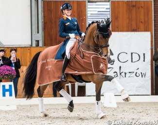 Anne Meulendijks and Avanti win the 2019 CDI-W Zakrzow World Cup Qualifier :: Photo © Lukasz Kowalski
