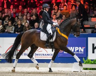 Renate van Uytert-van Vliet on Bordeaux at the 2020 KWPN Stallion Licensing :: Photo © Dirk Caremans