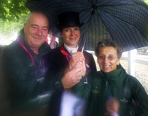 Robert McCormick, Anna Merveldt and Dressage Ireland founder Joan Keogh at a rainy 2012 Olympic Games