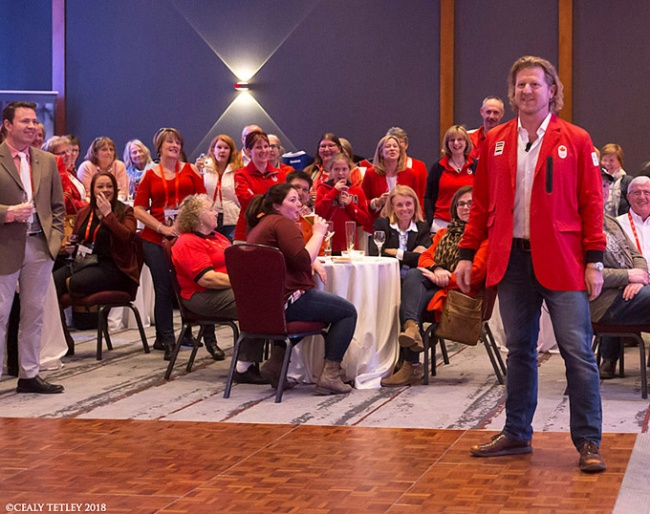 Canadian Cycling Olympian Curt Harnett delivers keynote address at  the Red & White Social Event in support of the CET’s journey to the 2018 World Equestrian Games :: Photo © Cealy Tetley