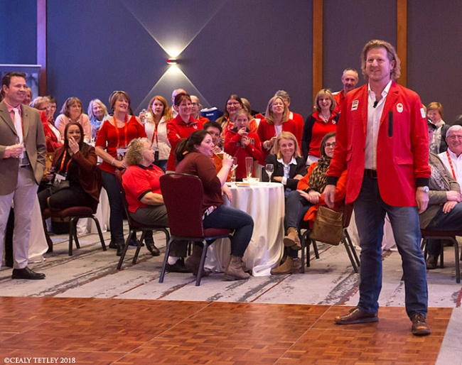 Canadian Cycling Olympian Curt Harnett delivers keynote address at the Red & White Social Event in support of the CET’s journey to the 2018 World Equestrian Games :: Photo © Cealy Tetley