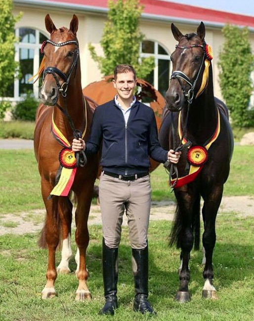 Frederic Wandres with Hof Kasselmann's PSI Auction horses and Bundeschampions Bitcoin and Zucchero
