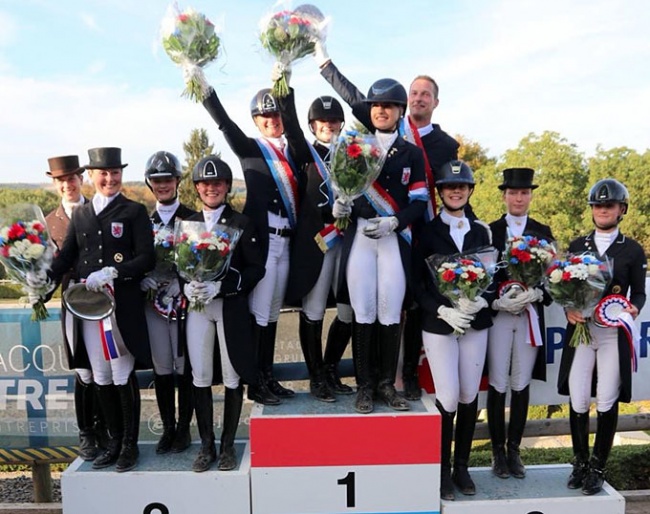 The medalists at the 2018 Luxembourg Dressage Championships