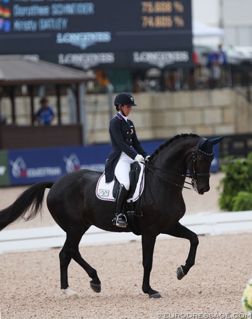 That dressage moment: Kasey Perrey and Gorklintgaards Dublet place sixth at the 2018 World Equestrian Games :: Photo © Astrid Appels