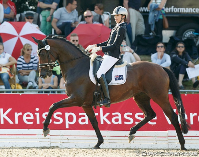 Simone Pearce and Felicia at the 2015 World Young Horse Championships :: Photo © Dirk Caremans