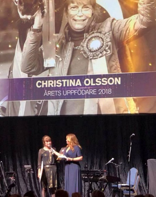Christina Olsson honoured as Breeder of the Year 2018 at the Swedish Riders Gala