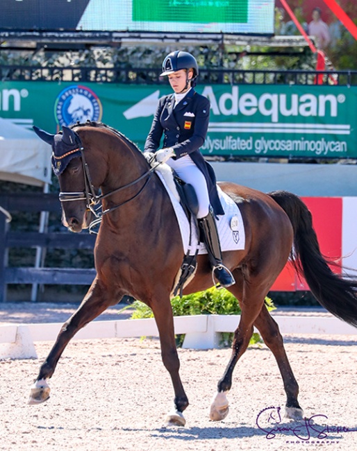 Natalia Bacariza Danguillecourt and Dhannie in charge of the young riders classes at the 2019 Florida International Youth Dressage Championships :: Photo © Sue Stickle