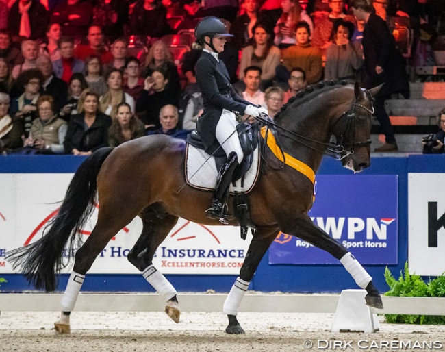 Renate van Uytert-van Vliet on Bordeaux at the 2020 KWPN Stallion Licensing :: Photo © Dirk Caremans