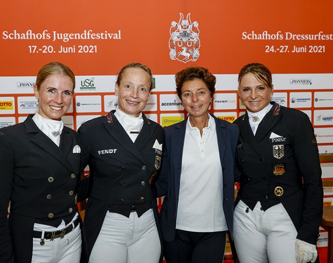 Monica Theodescu with her 2021 German Olympic team riders Werndl, Werth and Schneider at the CDI Kronberg :: Photo © Stefan Lafrentz
