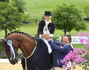 Show host Klaus Haim with Isabell Werth at the CDI Fritzens