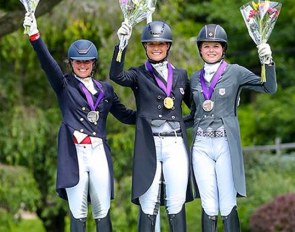 USDF North American Young Rider Individual Championship medalists: Beatrice Boucher, Callie Jones, and Kayla Kadlubek :: Photo © Sue Stickle 