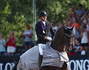 Andreas Helgstrand and Revolution win the 5-year old finals at the 2018 World Young Horse Championships :: Photo © Astrid Appels